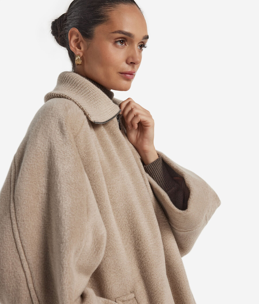 mantella in cashmere con cerniera
