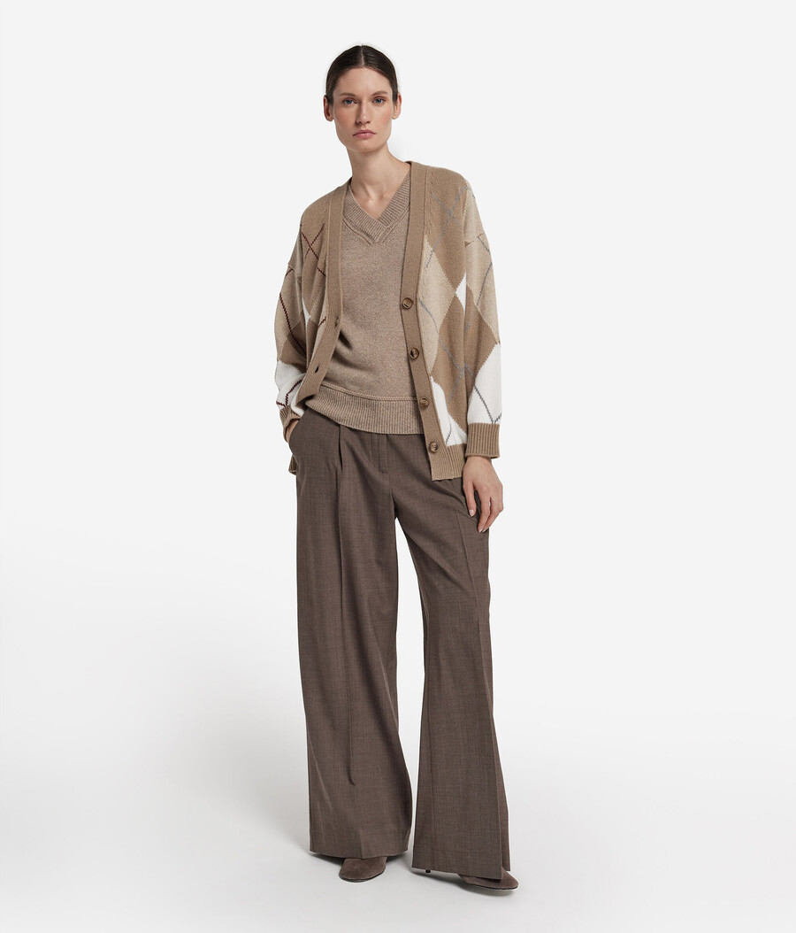 cardigan a rombi in cashmere ultramorbido