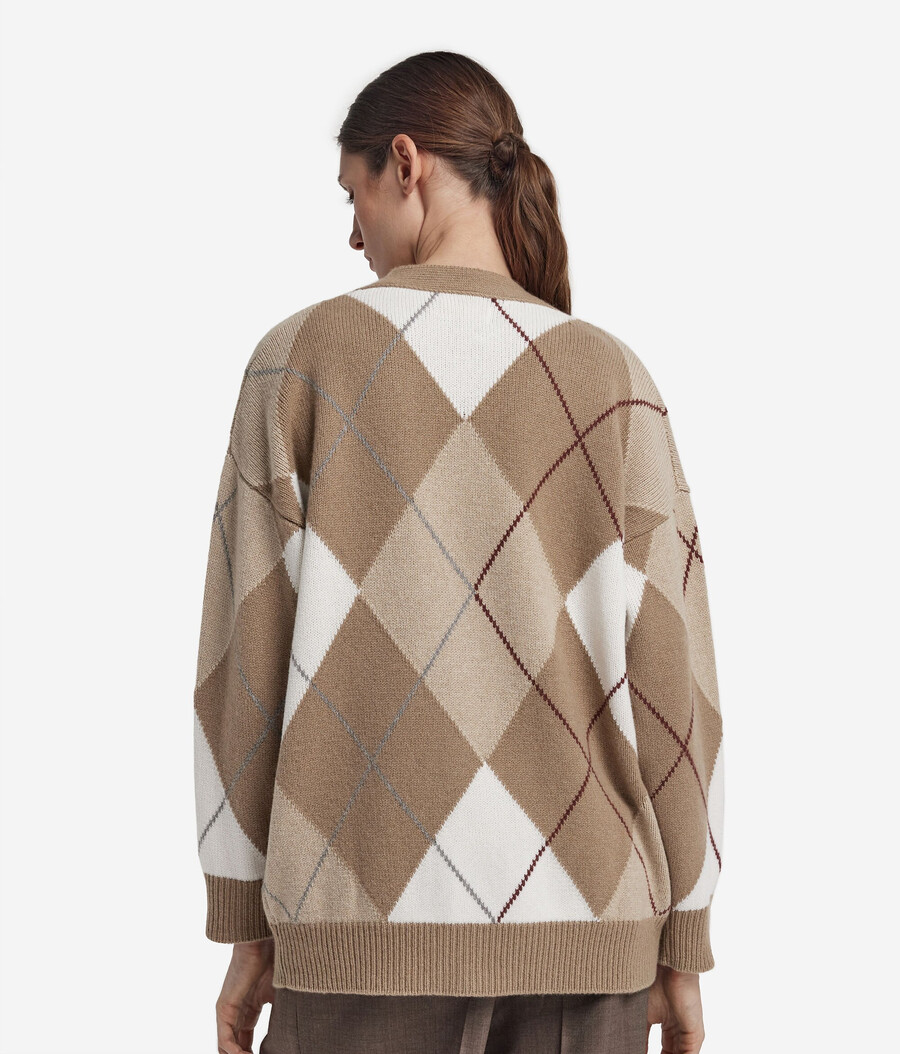 cardigan a rombi in cashmere ultramorbido