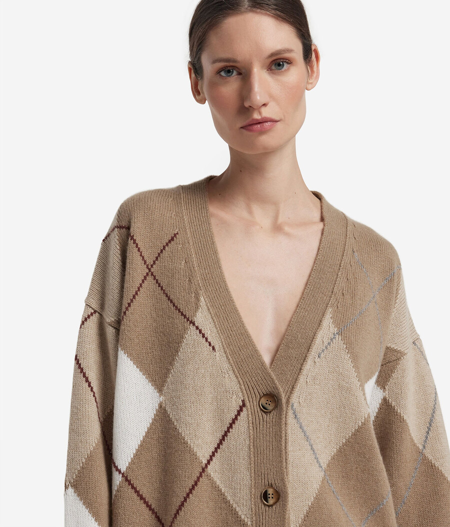cardigan a rombi in cashmere ultramorbido