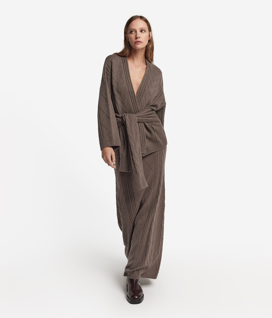 mantello in cashmere ultra morbido a trecce