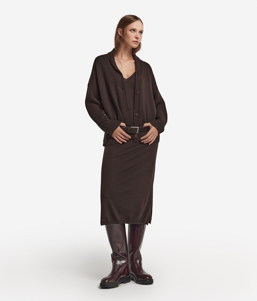 cardigan in maglia di lana a trecce