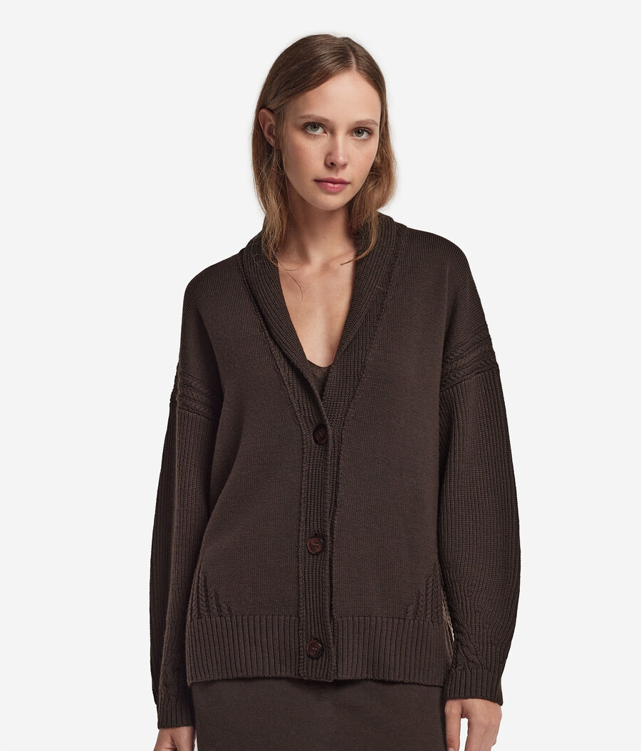 cardigan in maglia di lana a trecce