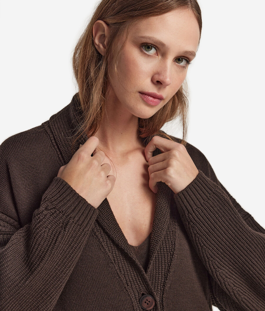 cardigan in maglia di lana a trecce