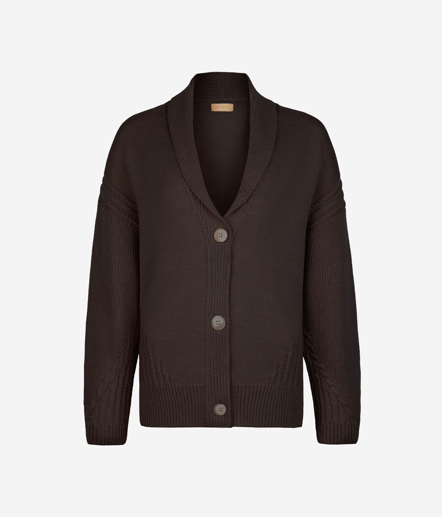 cardigan in maglia di lana a trecce