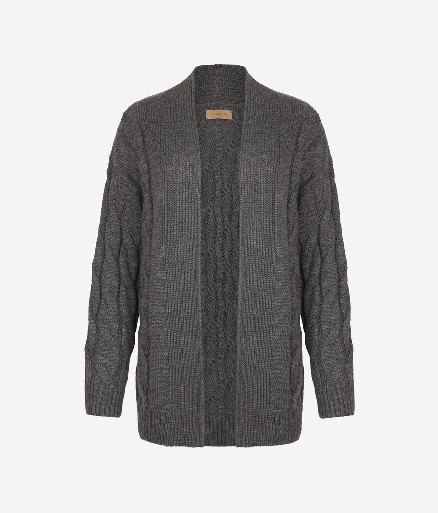 cardigan in lana a trecce