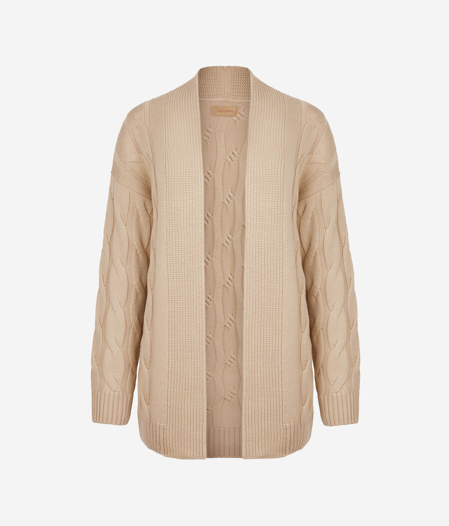 cardigan in lana a trecce