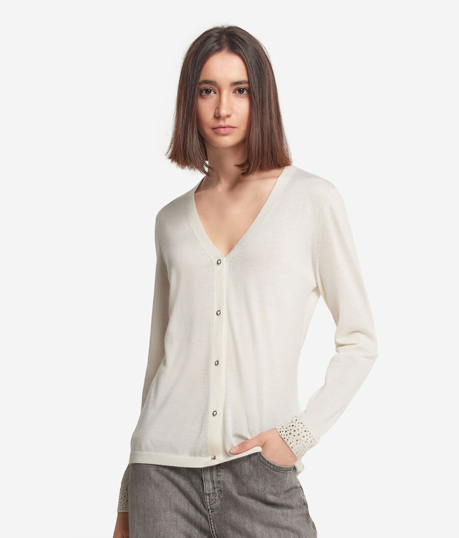 maglione in cashmere ultrafine con strass