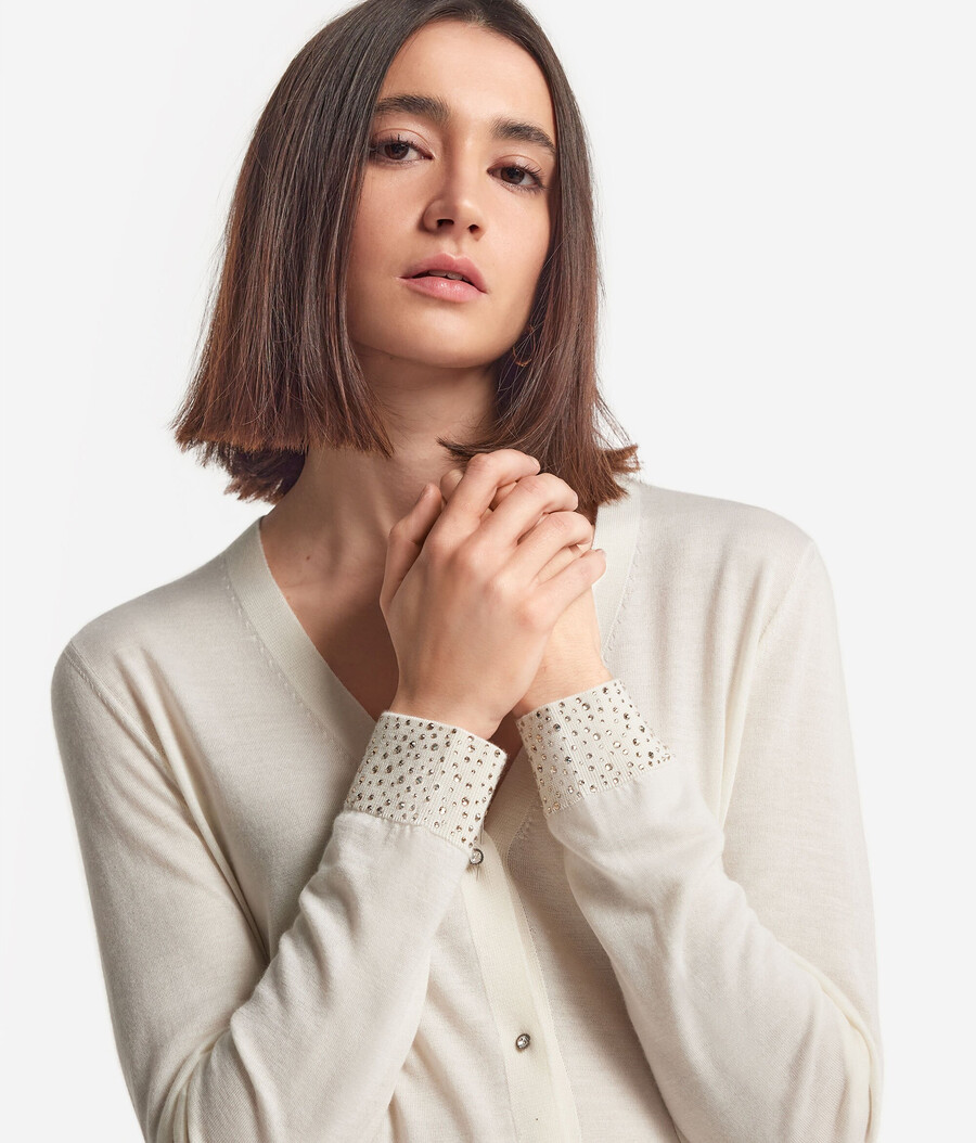 maglione in cashmere ultrafine con strass