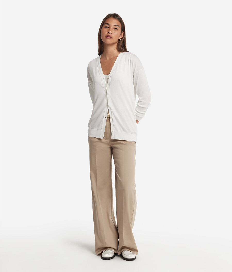 cardigan a maniche lunghe in seta e cotone