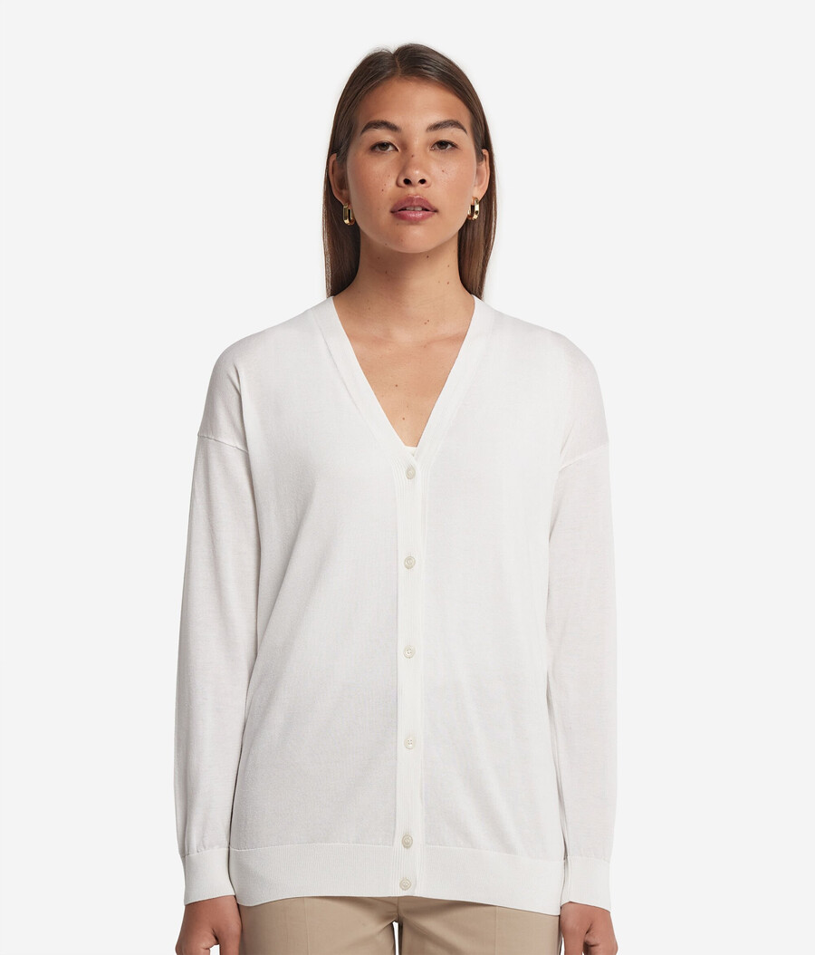cardigan a maniche lunghe in seta e cotone