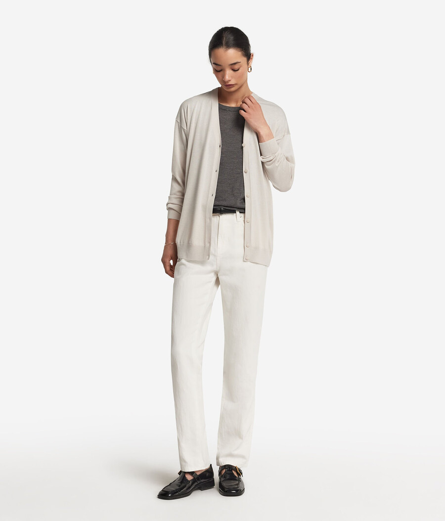 cardigan a maniche lunghe in seta e cotone