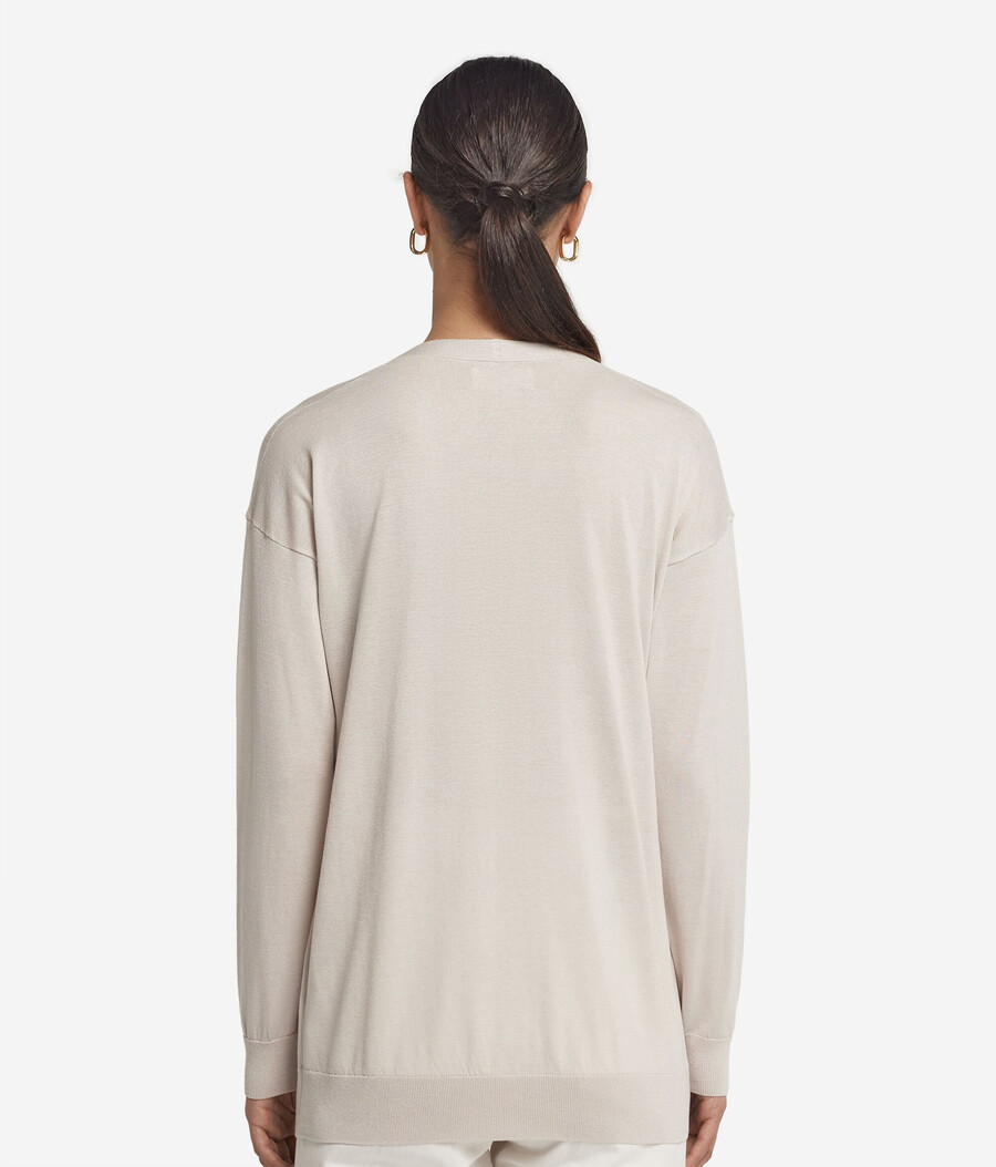 cardigan a maniche lunghe in seta e cotone