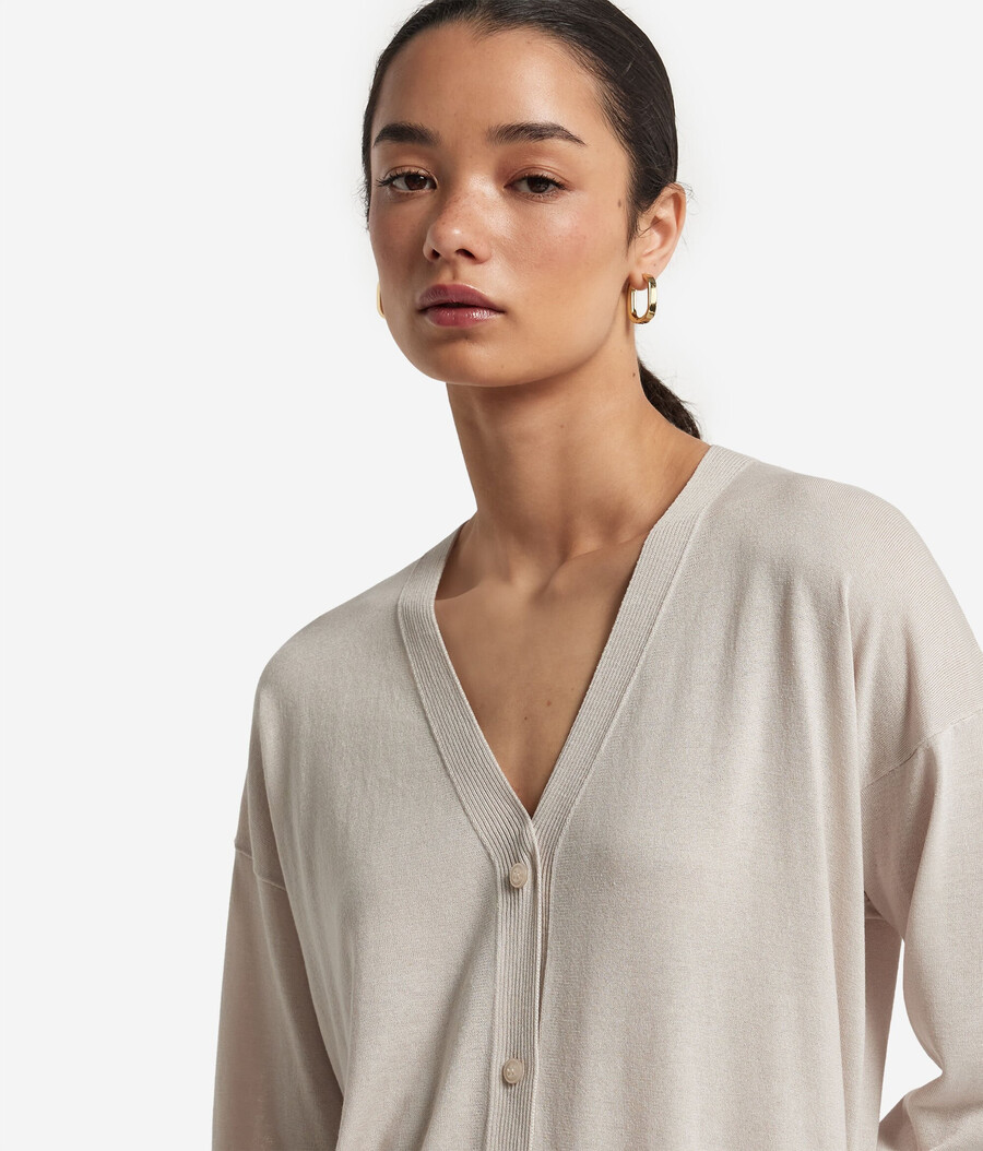 cardigan a maniche lunghe in seta e cotone