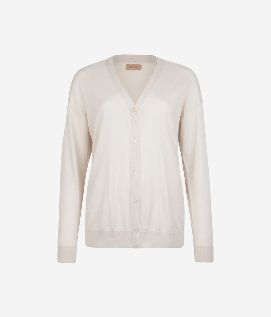cardigan a maniche lunghe in seta e cotone