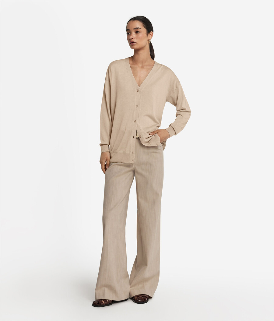 cardigan a maniche lunghe in seta e cotone