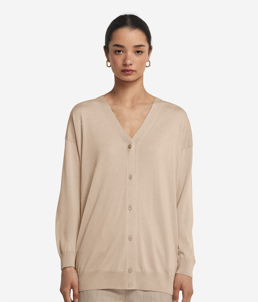 cardigan a maniche lunghe in seta e cotone