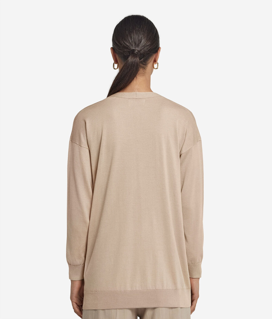 cardigan a maniche lunghe in seta e cotone