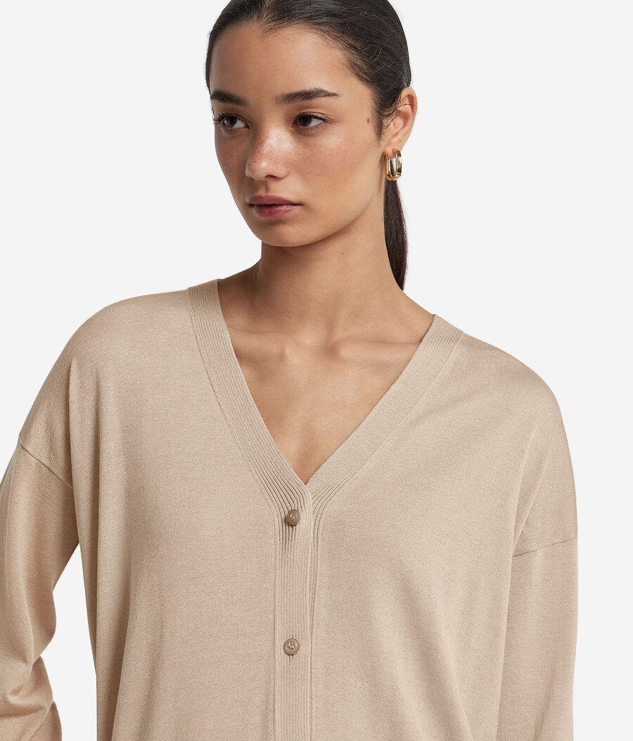 cardigan a maniche lunghe in seta e cotone
