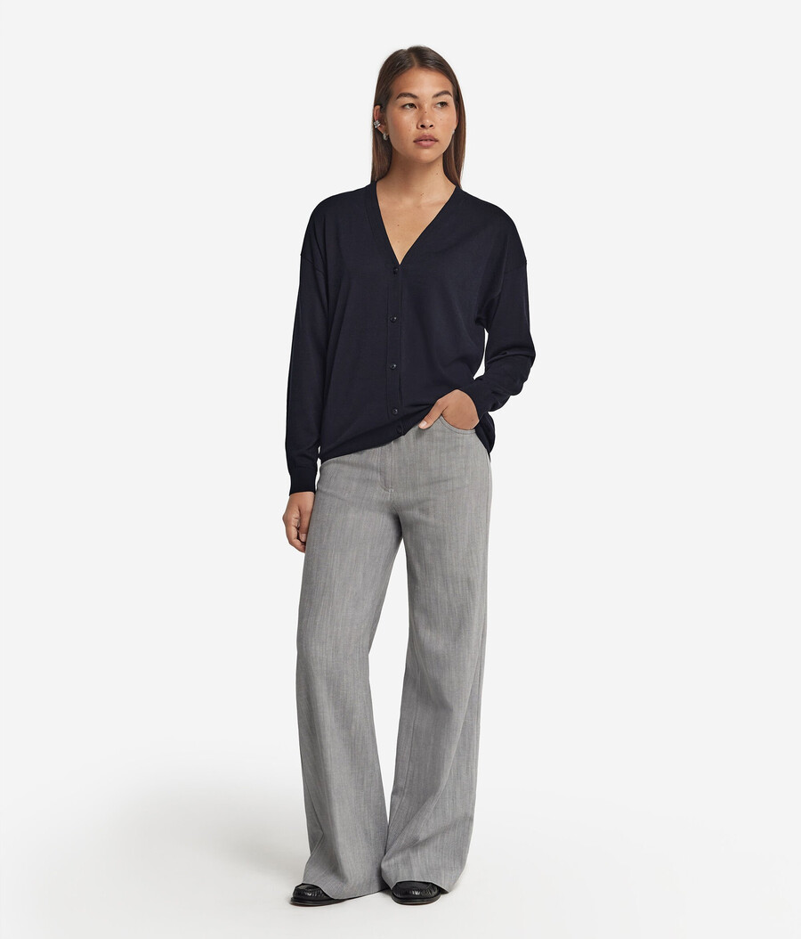 cardigan a maniche lunghe in seta e cotone