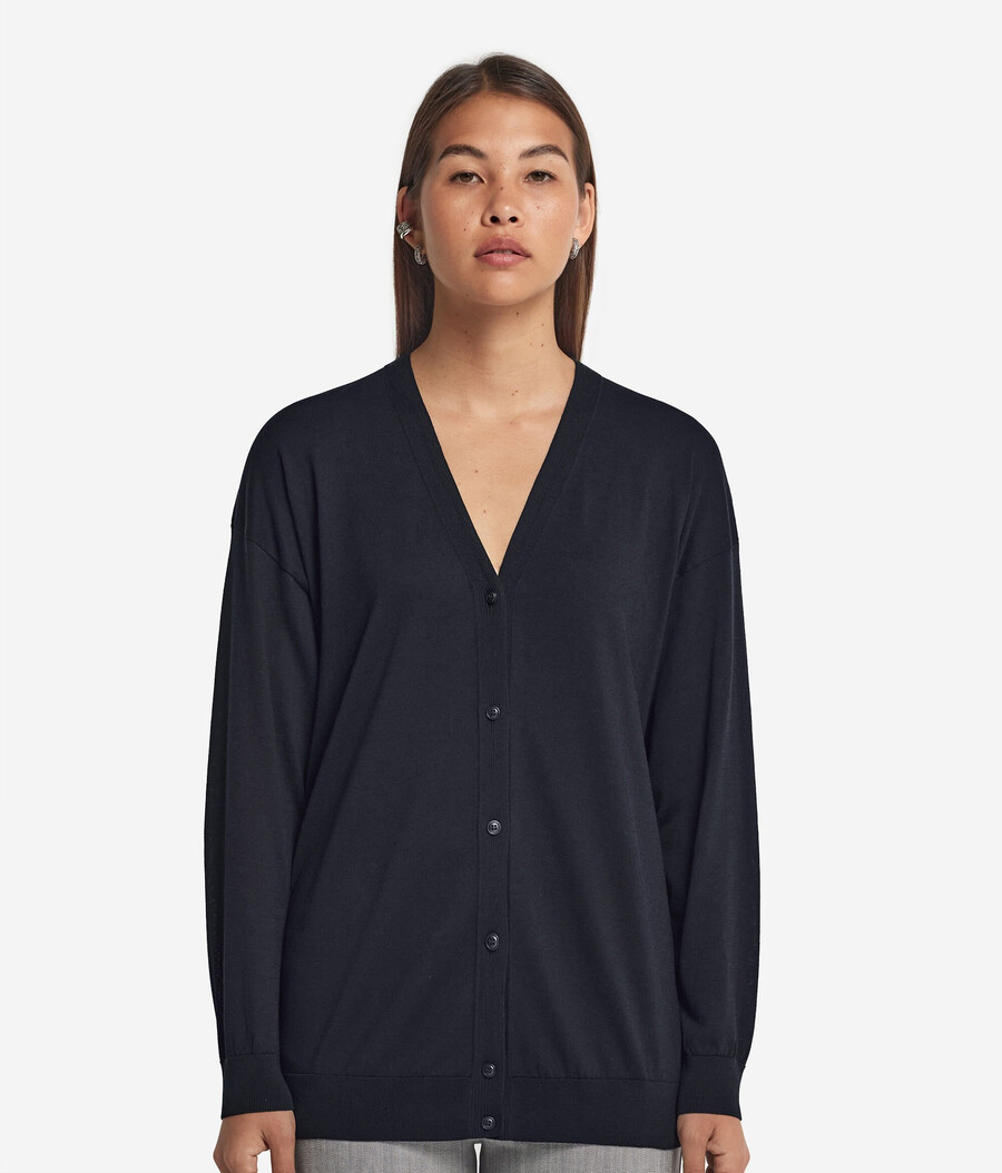 cardigan a maniche lunghe in seta e cotone