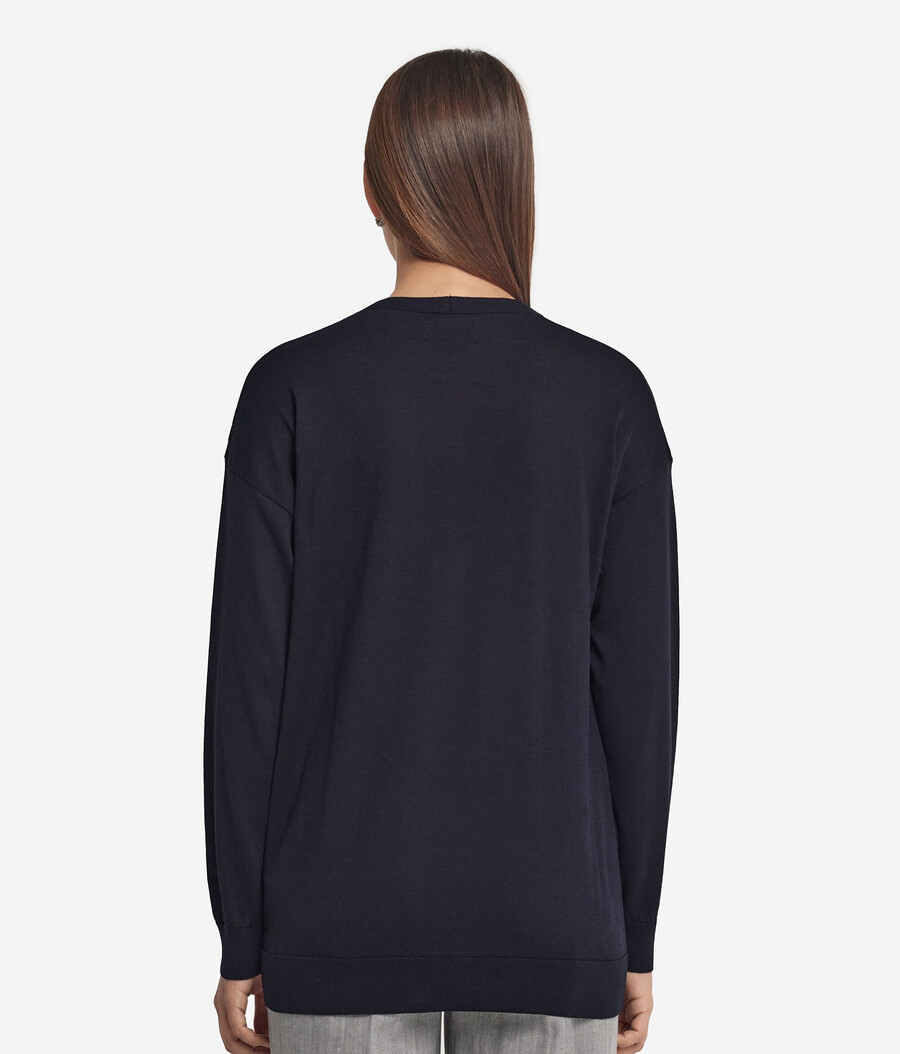 cardigan a maniche lunghe in seta e cotone