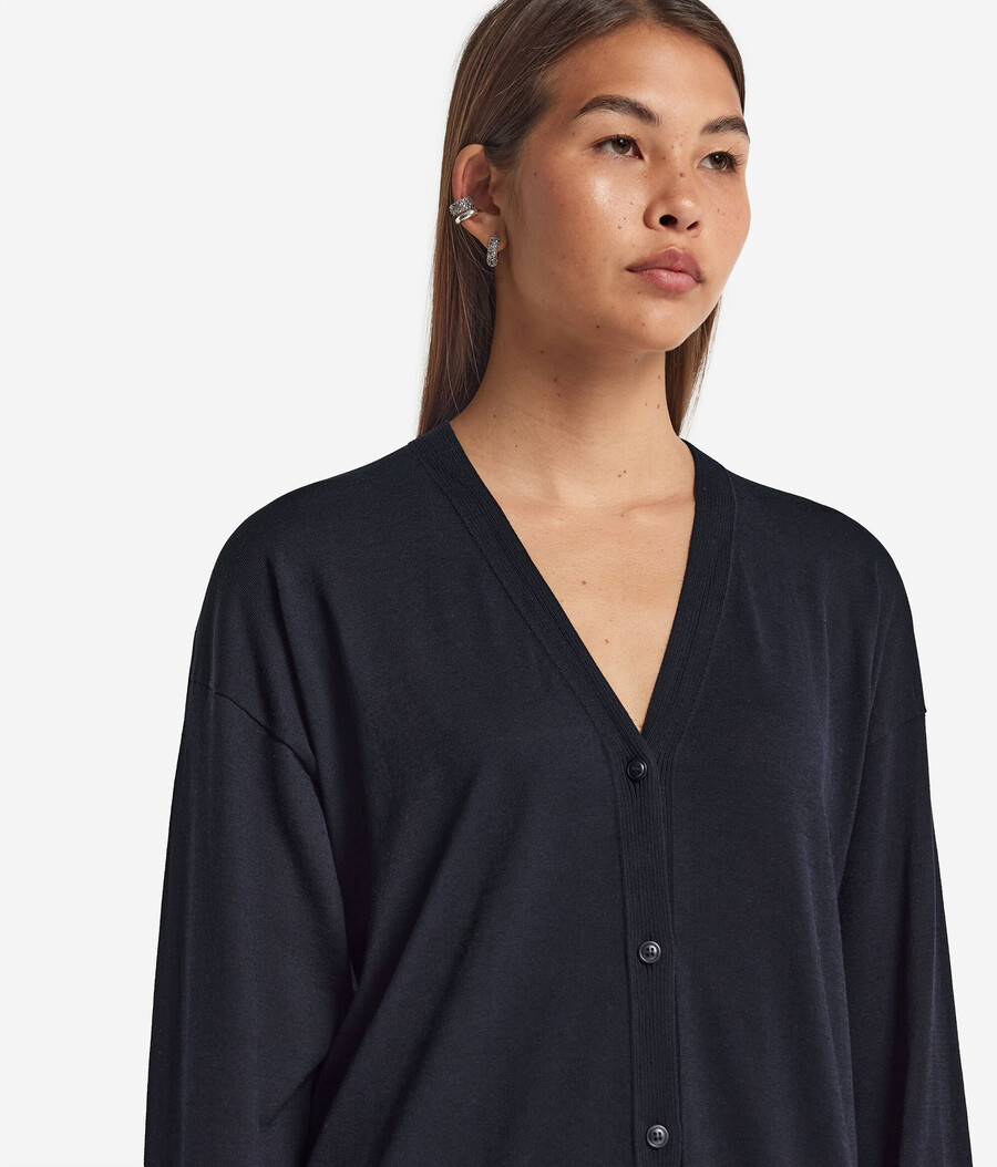 cardigan a maniche lunghe in seta e cotone