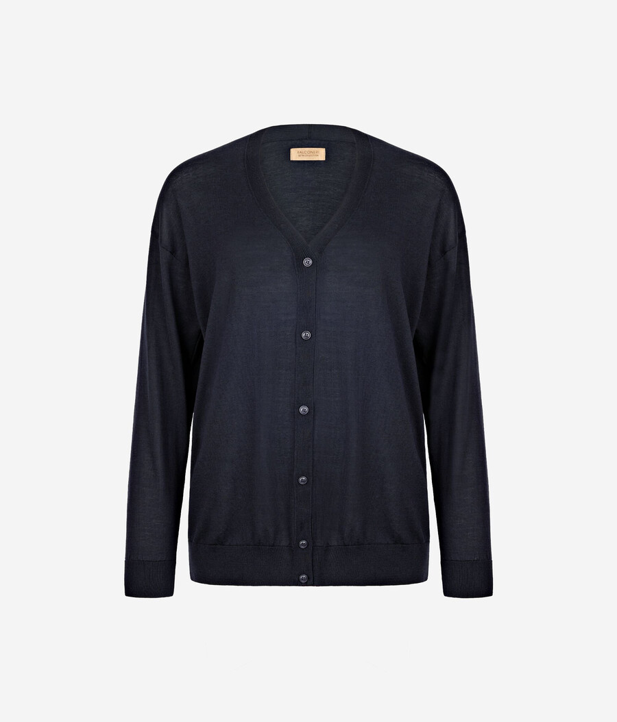 cardigan a maniche lunghe in seta e cotone