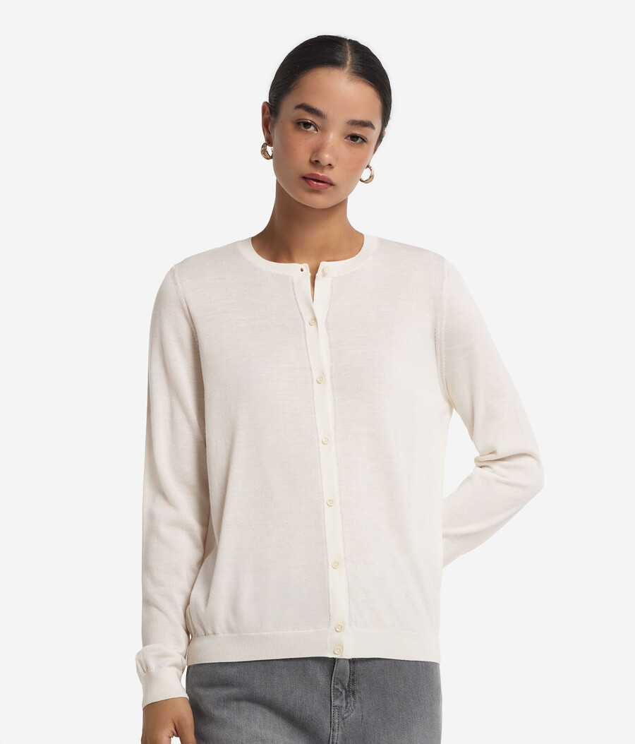 cardigan girocollo in cashmere ultrafine
