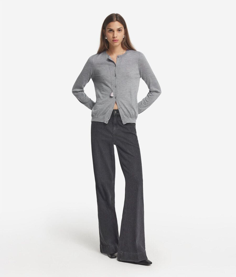 cardigan girocollo in cashmere ultrafine