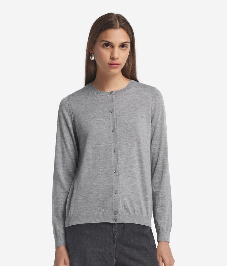 cardigan girocollo in cashmere ultrafine