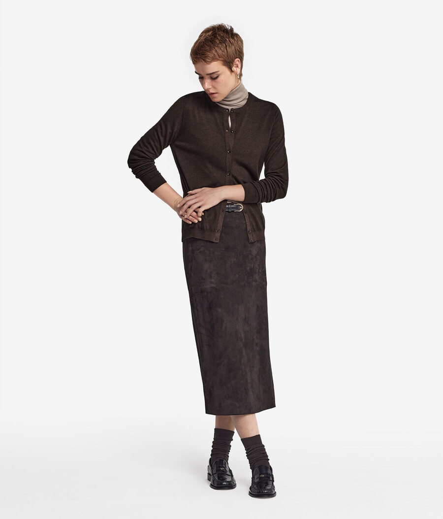 cardigan girocollo in cashmere ultrafine
