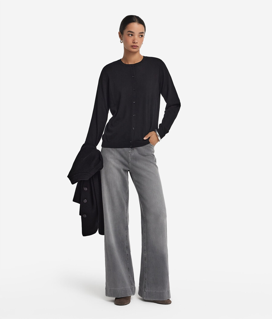 cardigan girocollo in cashmere ultrafine
