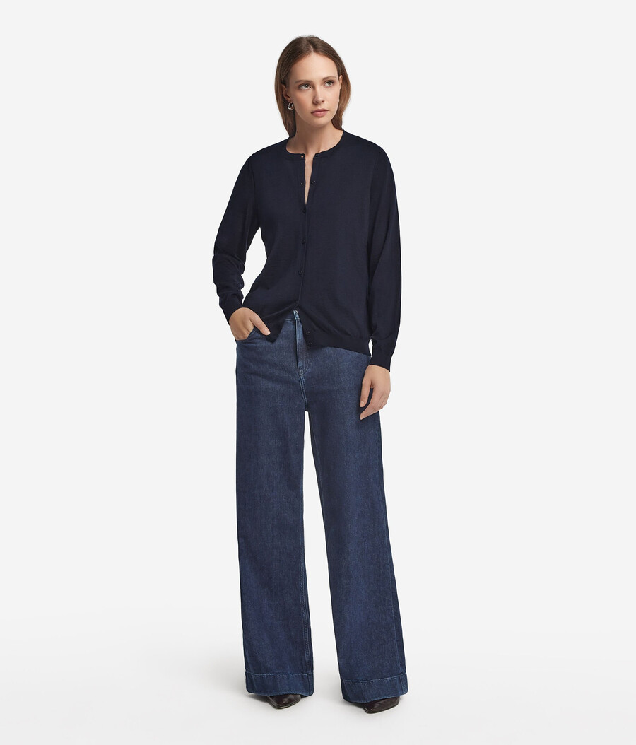 cardigan girocollo in cashmere ultrafine