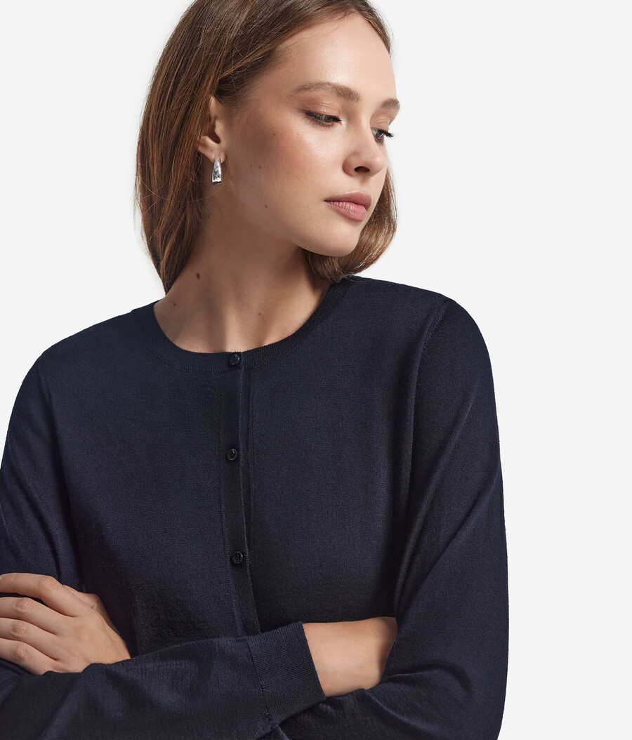 cardigan girocollo in cashmere ultrafine