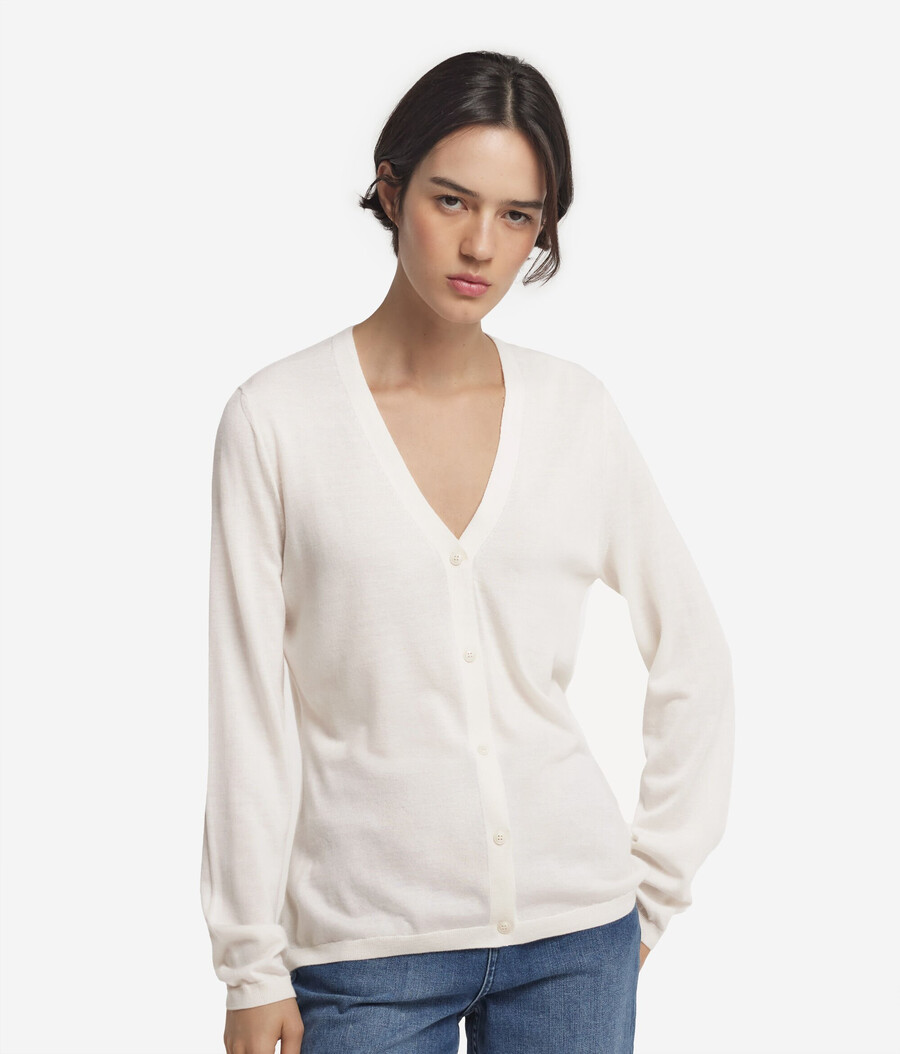 cardigan con scollo a v in cashmere ultrafine