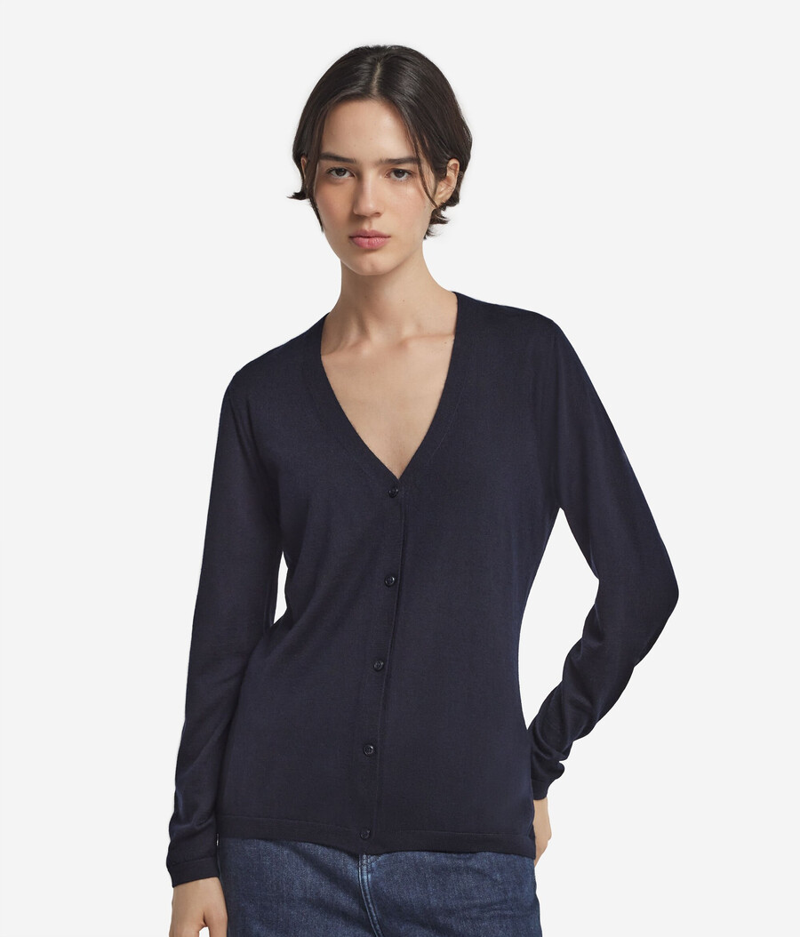 cardigan con scollo a v in cashmere ultrafine