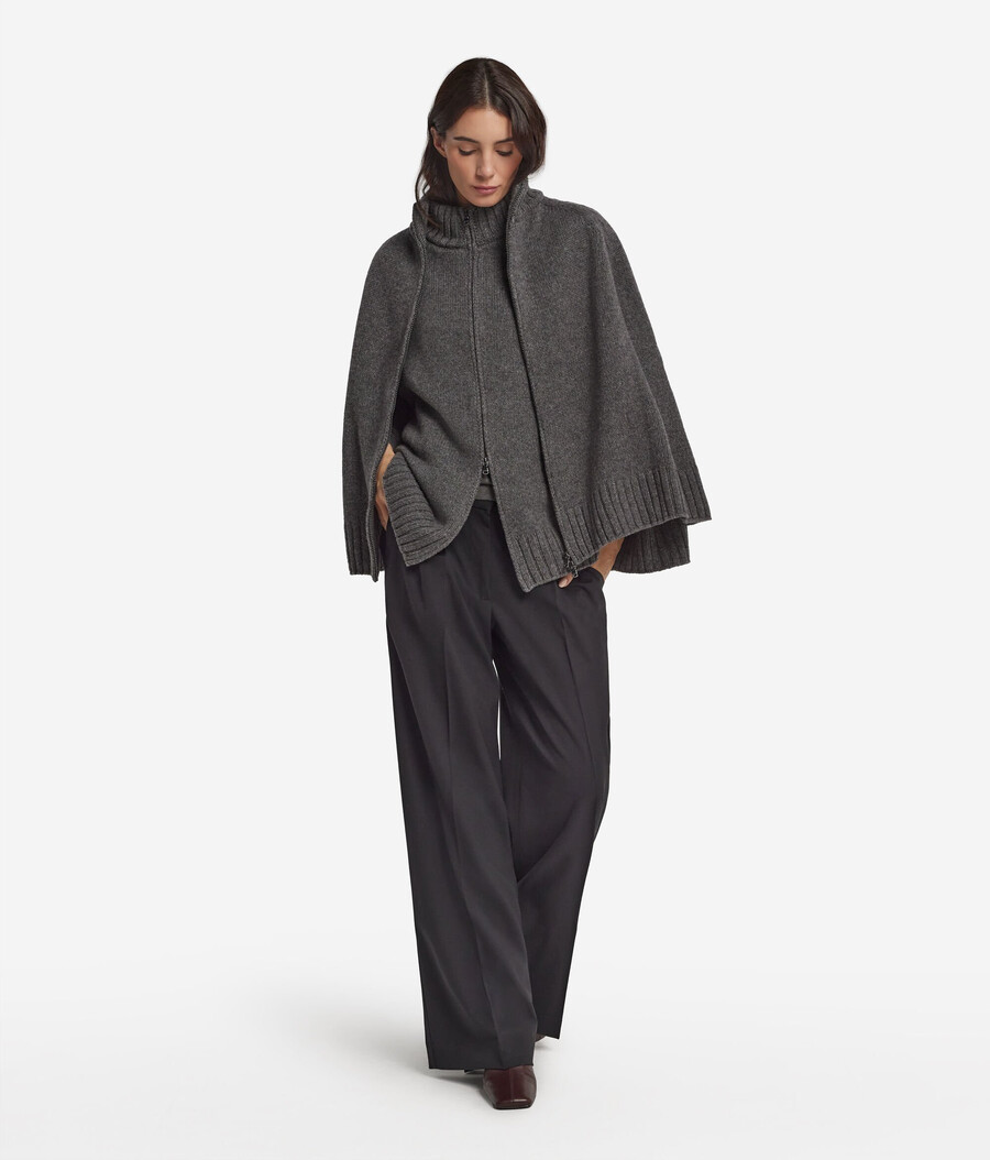 mantella con cerniera in cashmere ultra morbido