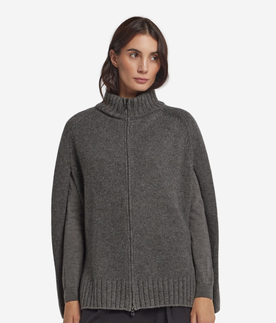mantella con cerniera in cashmere ultra morbido