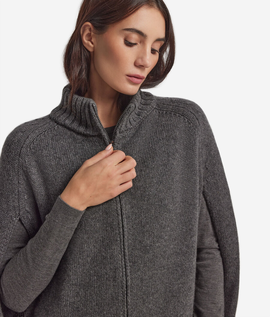 mantella con cerniera in cashmere ultra morbido