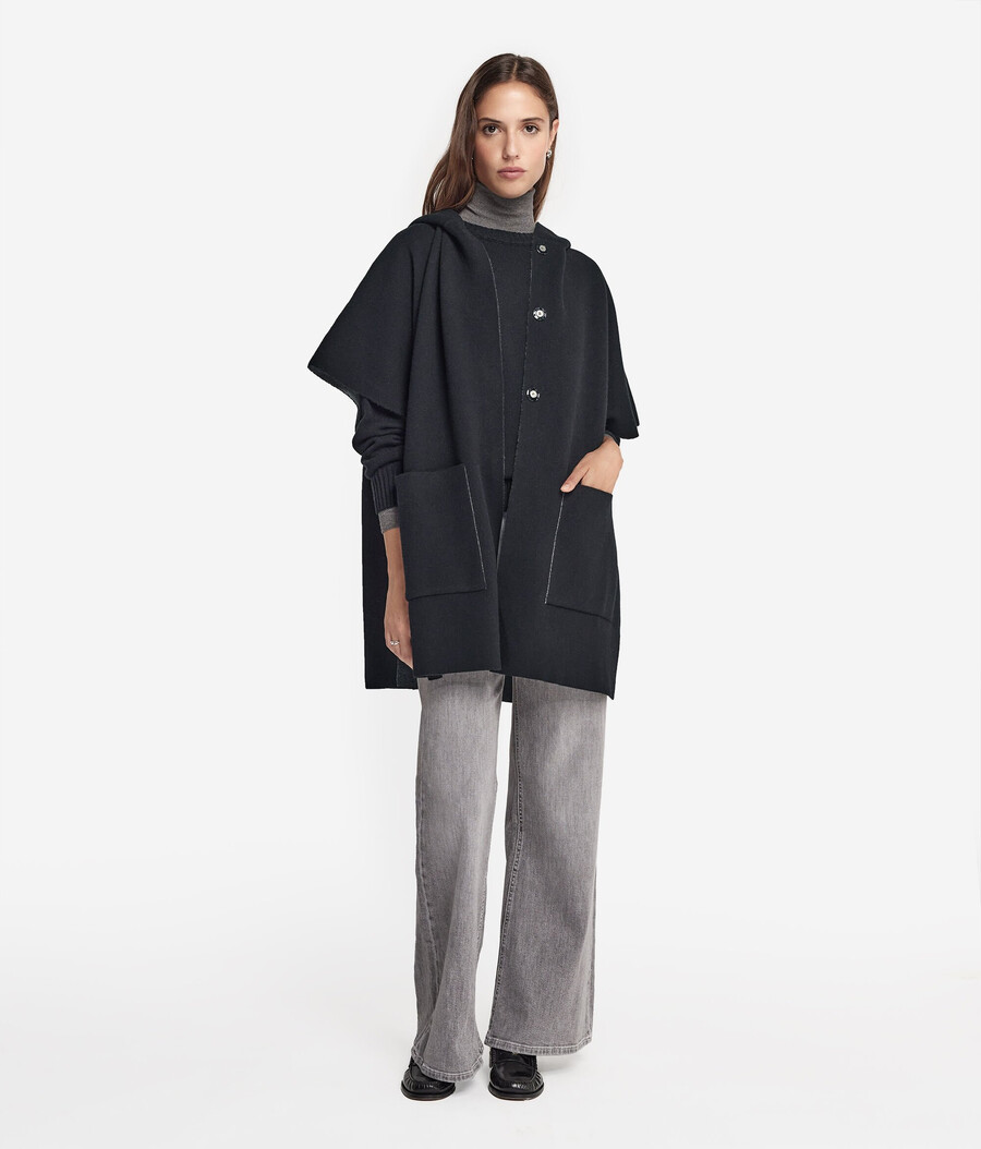 mantella in cashmere con cappuccio