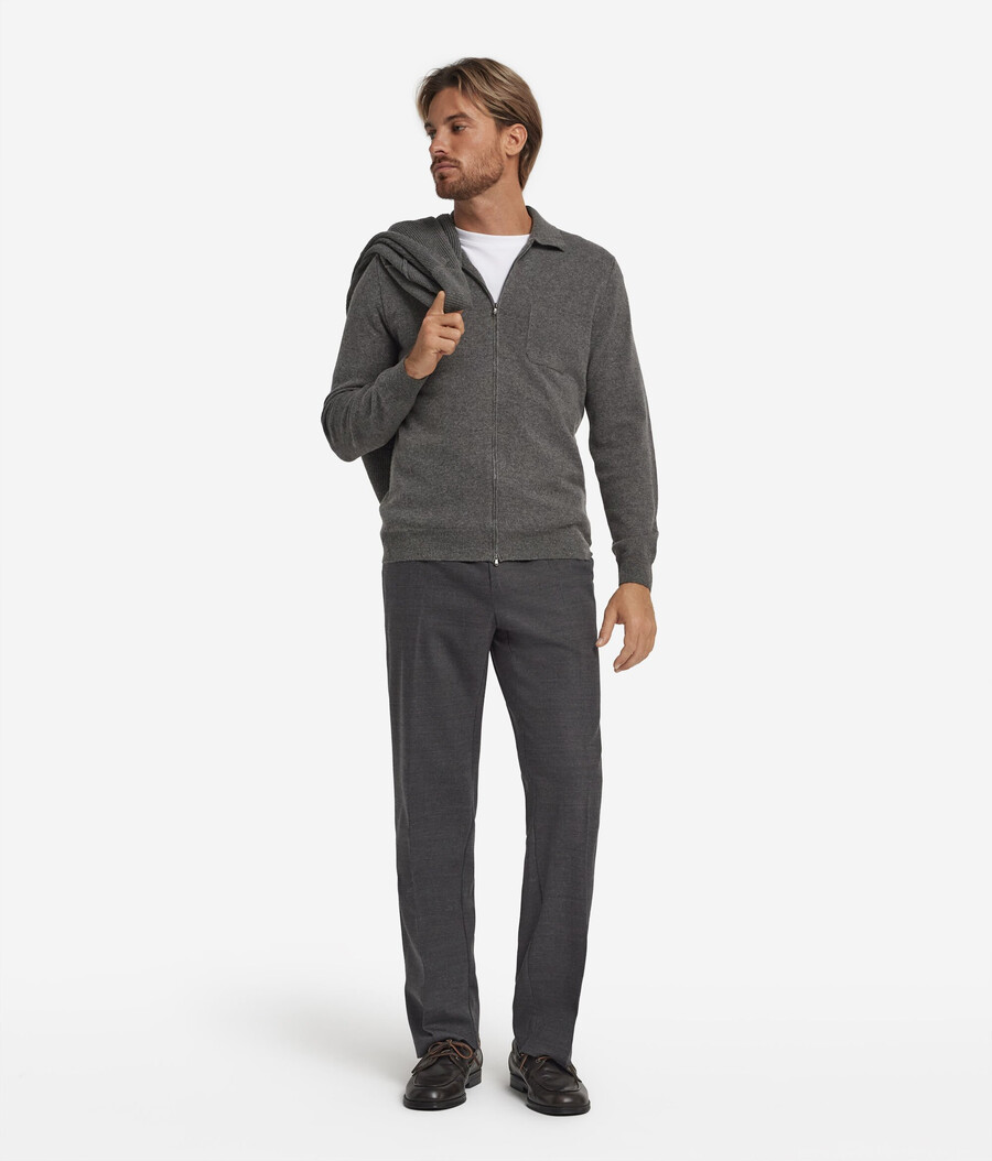 camicia con cerniera in cashmere ultra morbido