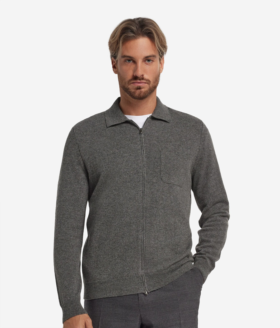 camicia con cerniera in cashmere ultra morbido