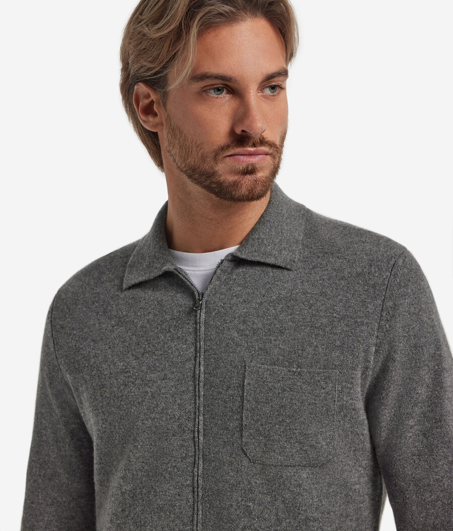 camicia con cerniera in cashmere ultra morbido