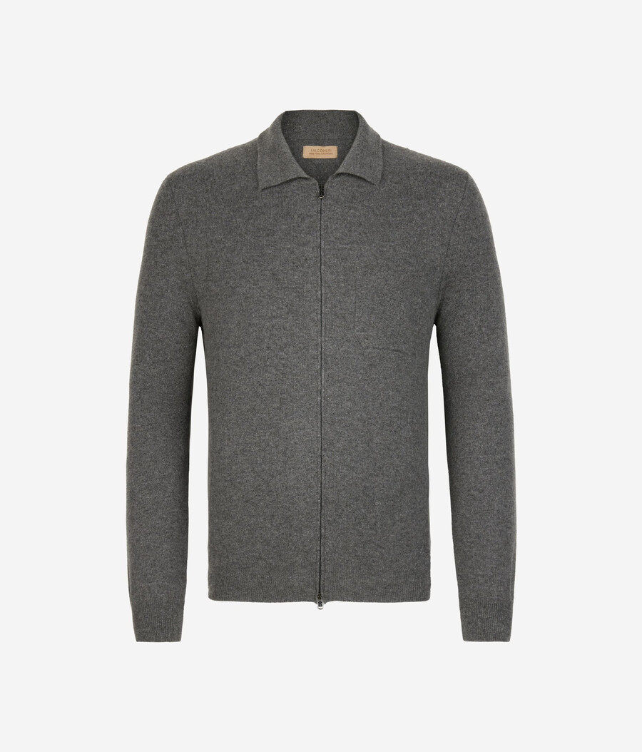 camicia con cerniera in cashmere ultra morbido