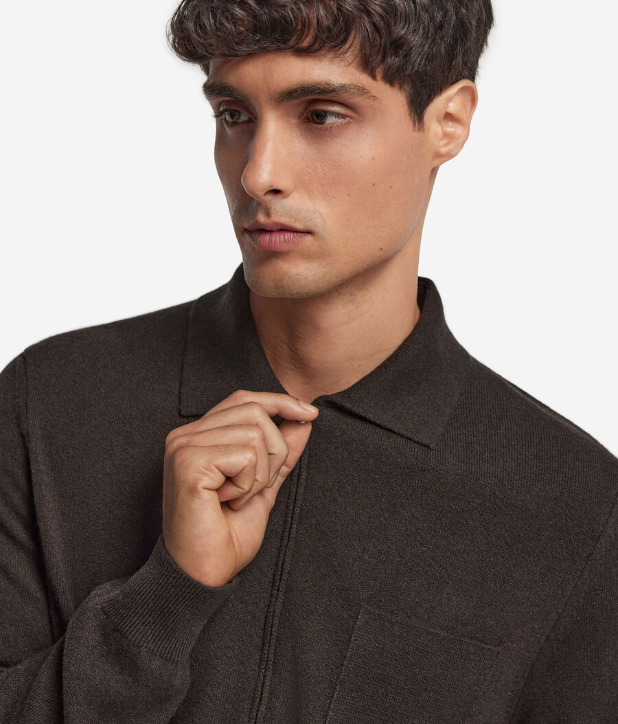 camicia con cerniera in cashmere ultra morbido