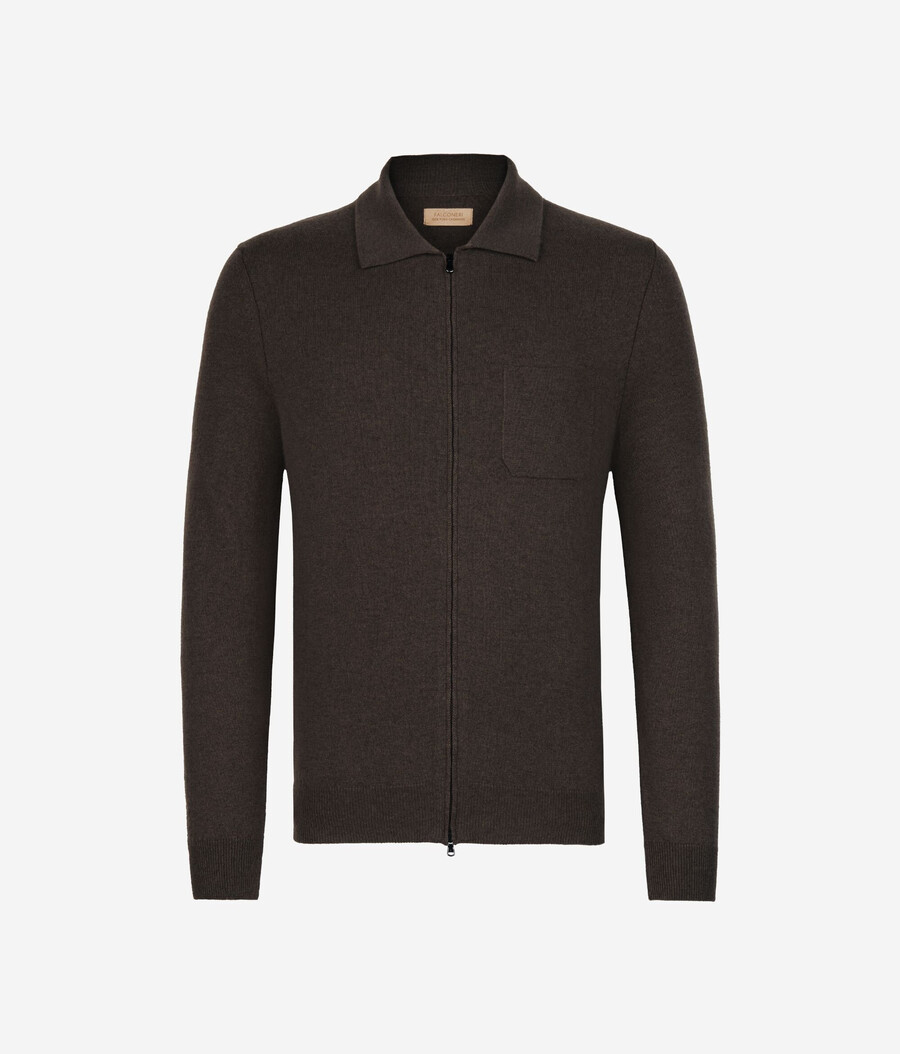camicia con cerniera in cashmere ultra morbido