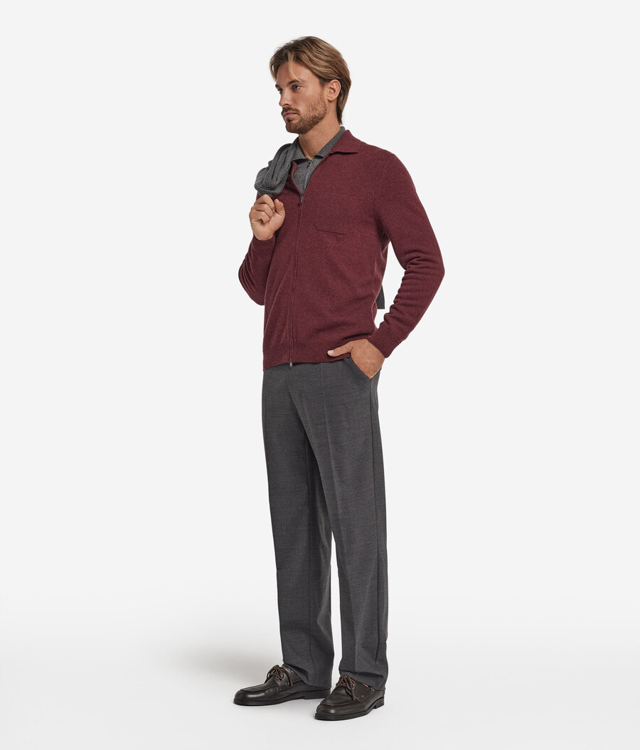 camicia con cerniera in cashmere ultra morbido