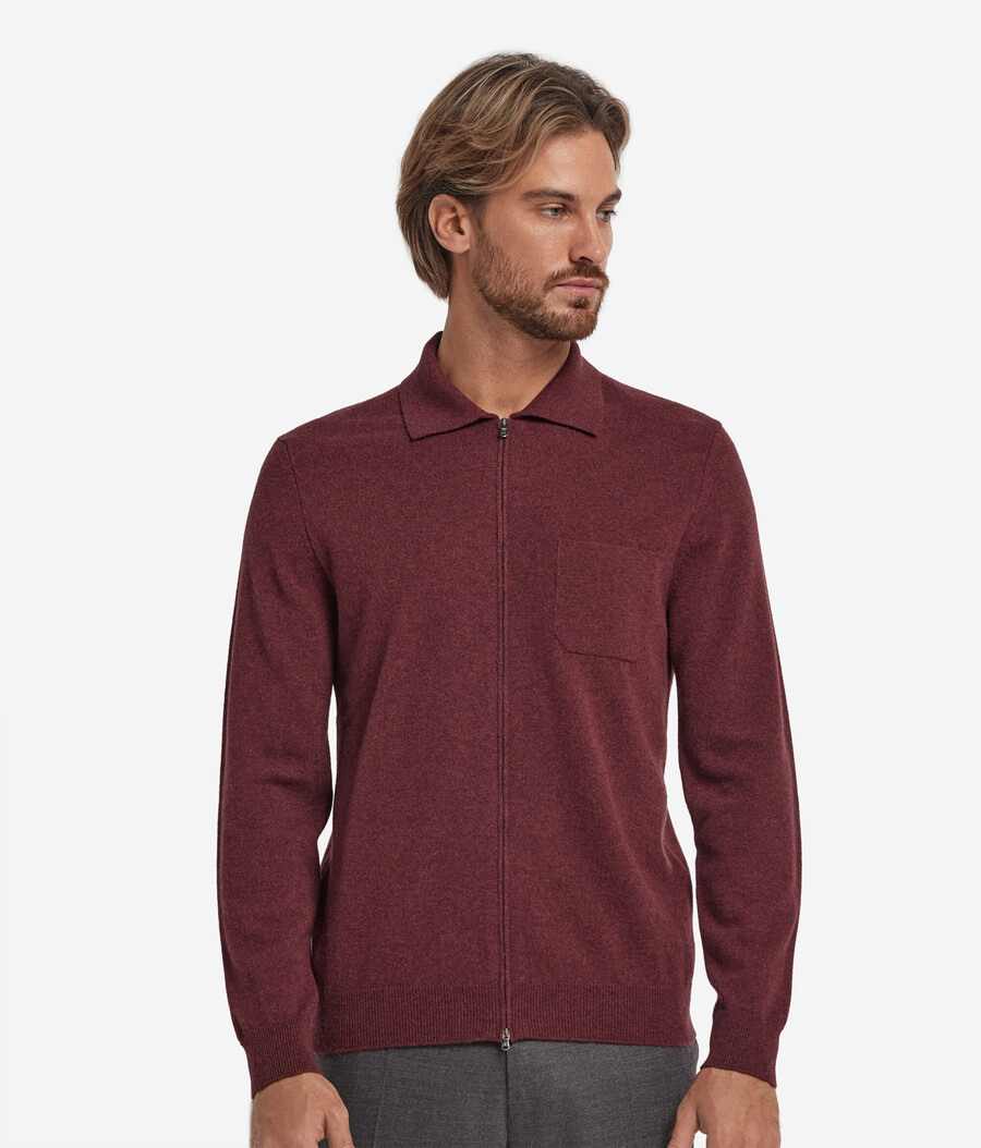 camicia con cerniera in cashmere ultra morbido