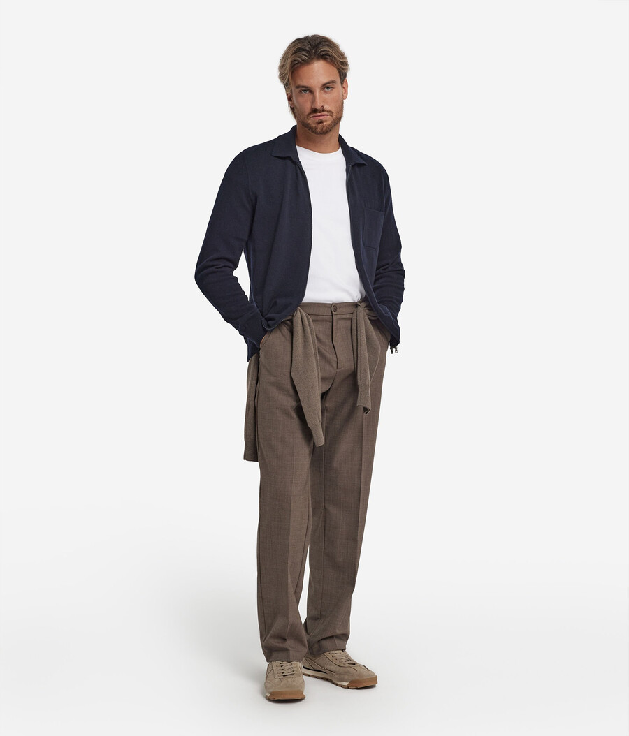 camicia con cerniera in cashmere ultra morbido